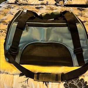 Stylish Black and Blue soft sided pet carrier